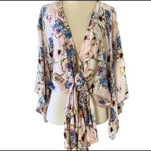 Olivaceous bell sleeve blouse